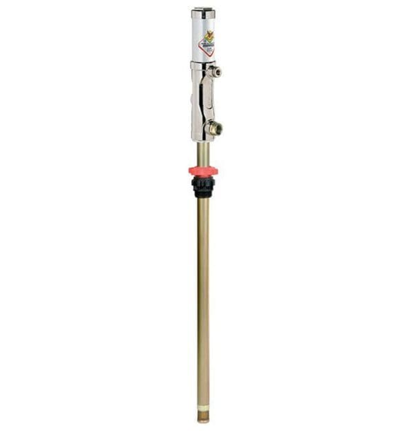 A gold pole with a red handle and some white stuff