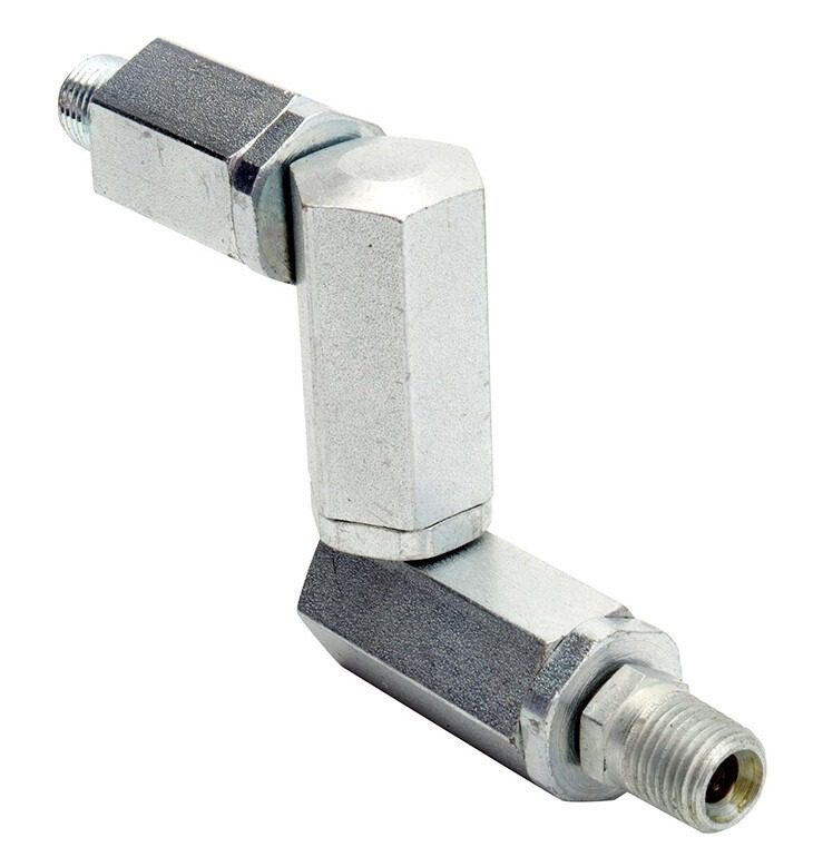 A picture of an angle connector with the nut bent down.