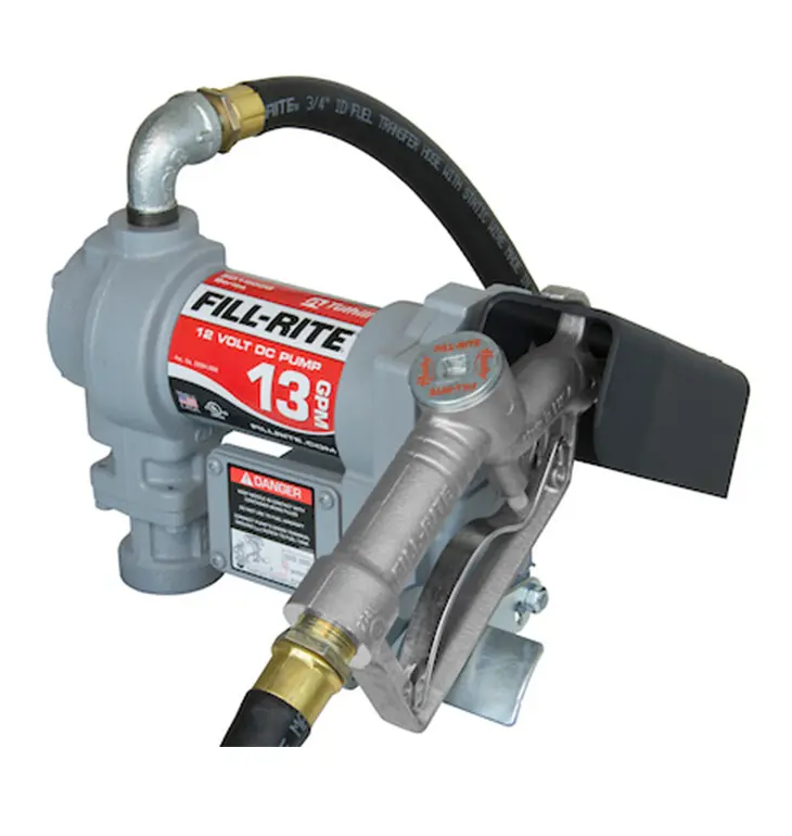 A fuel pump with the hose connected to it.