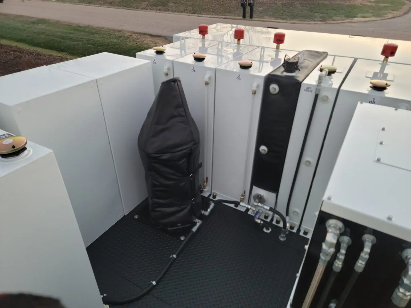 A view of the back of an enclosed trailer.