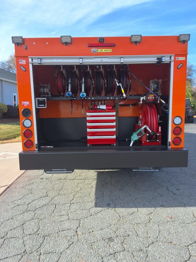 The same reel compartment on Paragon's lube truck.