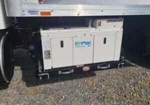 EnPak diesel generator and air compressor system mounted on Taylor Pump & Lift mobile lube truck for fleet service operations.